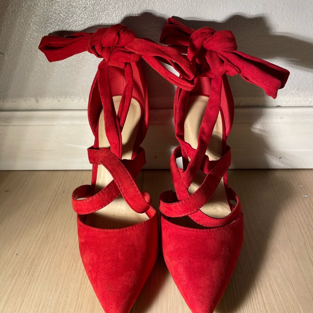 Wild Diva Red Strappy Heels